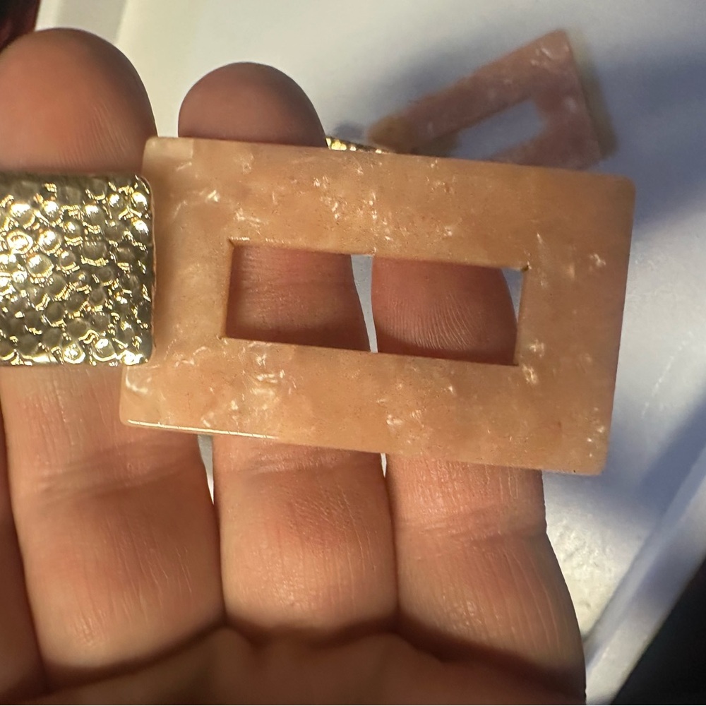 Pink Rectangular Dangle Earrings - Picture 2 of 2